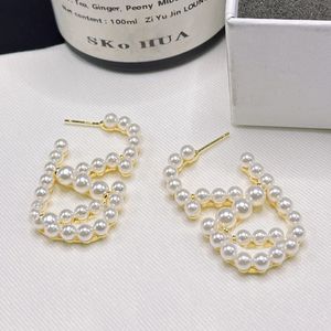 Orecchini a bottone di marca classica Orecchini di design Orecchini a goccia Lettera di lusso Placcato in oro 18 carati Argento Acciaio inossidabile intarsiato Regalo di gioielli di Natale di nozze di cristallo