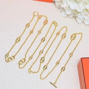 money Pig nose Sweater chain Neutral Necklace Personality fashion Copper material Surface plating of pure silver Spring and au228b