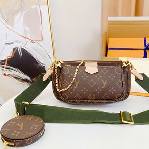 Mode kvinna läder axel väskor multi tillbehör designer tote väska damer casual rese blommiga lyxiga handväskor plånbok m44813/44840