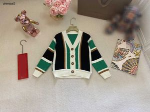 Luxury Designer Kids Cardigan Baby Sweater Spring Products Storlek 100-160 cm Multi Color Stripe Stitching Design V-Neck Knicked Jacket Aug30