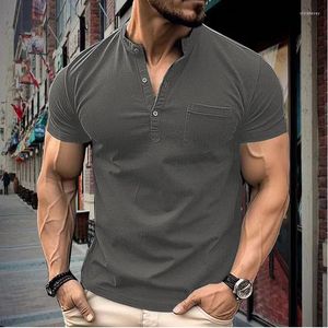 Polos masculinos moda roupas polo camisa verão esportes fitness com decote em v casual manga curta ginásio correndo roupas de treinamento