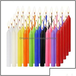 Velas 100pcs Unscented Taper Vela Colorf Smokeless Paraffin Dripless Mão Derramada Cera para Casamento Natal Spa Gota Entrega Home Dhvna