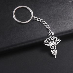 Chaveiros Dreamtimes Lotus Keychain Yoga Budista Pingente de Aço Inoxidável Retro Acessórios de Carro Amigos Presente Jóias Atacado