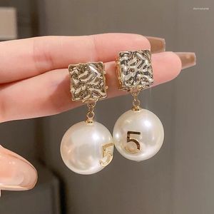 Baumeln Ohrringe Koreanischen Stil Anzahl Perle Für Frauen 2023 Geometrische Ball Ohrringe Goldene Kostüm Schmuck Alle Passen