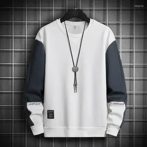 Men's Hoodies 2023 Korean Fashion Casual Embroidery Pullover Sweatshirt Round Neck Color Blocking Sweater Mens Loose Top