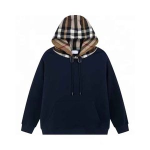 BBY Hoody Designer Hoodie Tide Brand Burb Hooded Sweater Plaid Hat Classic Plaid Ing Loose OS Pullover Men Women Hoodies mode Bomull
