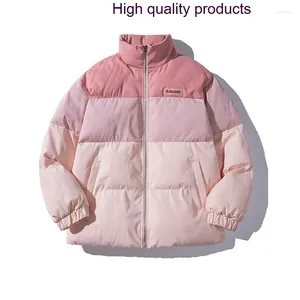 女性のトレンチコートピンクのグラデーションダウンジャケット2024冬の甘いバギーコート肥厚温かい女性パフ綿パッド入りジャケットアウトウェア