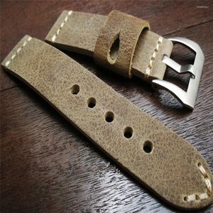 Watch Bands T-AMQ 22mm Genuine Leather Band Men's Wristwatch Strap Clasp Bracelet Brown Climbing Outdoor Sport Diving Watchband-86