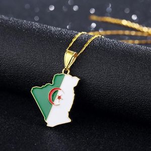 Страна Алжир Карта Флаг Подвеска Ожерелье Золотого Цвета Модные Ювелирные Изделия Карты Алжира Этнические Подарки Bijoux Femme260U