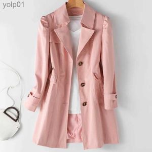 Women's Jackets Spring Autumn Trench Coat Woman 2023 New Korean Single-breasted Mid-Long Women Trench Coat Overcoat 5XL Khaki Windbreaker FeL231016