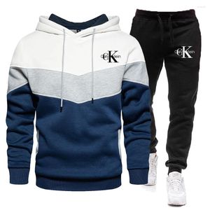Herrspår 2023 Style Mens Sports Hoodies Set Daily Casual Jogging Outfits Hooded Sweatshirts and Elastic Sweatpants Fashion Tracksuit