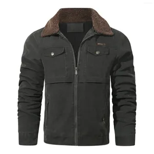 Herrjackor jacka vinterfodrad mens nylon tjock fleece lapel med lutande dragkedja krage huva kappa stående dike