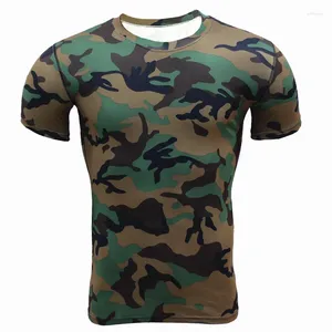 T-shirt da uomo Arrivo Camouflage Militare T-shirt da uomo Calzamaglia fitness Camicia da uomo elastica a compressione da allenamento con teschio