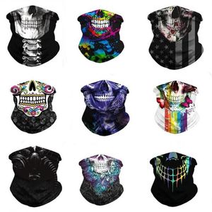 Lenços Chegadas Halloween Crânio Rosto Capa Refrigeração Pescoço Polaina Tubo Personalizado Bandana Ciclismo Headwear Magia Respirável Scarf230V