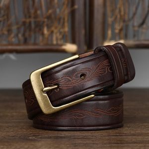 Other Fashion Accessories 35cm Width Men Belt Copper Pin Buckle Advanced Genuine Leather Jeans Casual Original Cowhide Waistband Youth Handmade 231013