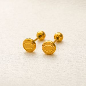Gold Plated Sier Brand Designers Double Letters C Stud Geometric Famous Women Round Stainless Steel Earring Wedding Party Jewerlry