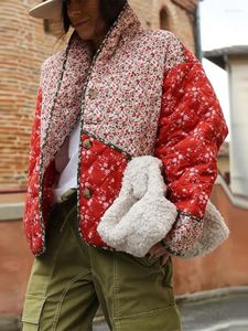 Płaszcze damskie okopy 2023 Zima Zima Kobiety kwiat Bawełniany płaszcz żeńskie JEDNO RĘKOWE JEDNO JUSZCZAĆ KURWA Streetwear Streetwear