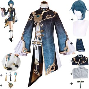 Cosplay Anime Gioco Genshin Impact Xing Qiu Xingqiu Costume Cosplay Scarpe Parrucca Liyue Feiyun Commerce Guild Halloween Carnival Party Suit