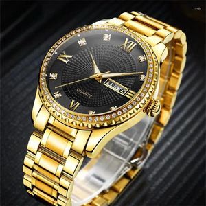 Wristwatches OGDA Classic Gold Wrist Watches For Top Business Leather Waterproof Luminous Stainless Steel Men Quartz Wristwatch