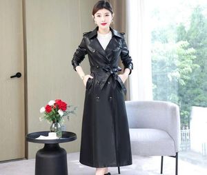 Women's Leather 2023 Coat Sheepskin Jacket Spring Autumn High-end Temperament Medium Long Windbreaker Jaqueta Feminina C