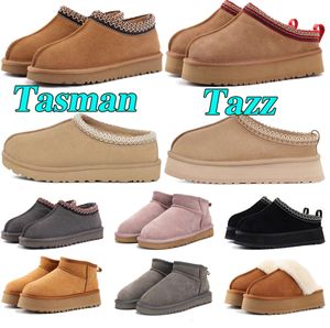 Boots Tazz Slipper Tasman Slippers Womens ultra Ugh mini tasman platform Black Chestnut Red Fur mustard seed Booties fluffy fur boots 01