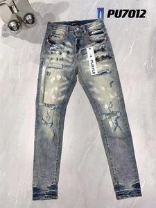 2023New Men Jeans Hole Azzurro grigio scuro Italia Marca Uomo Pantaloni lunghi Pantaloni Streetwear denim Skinny Slim Straight Biker Jeans per Viola Alta qualità