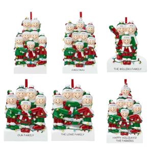 Personalized Resin Christmas Ornaments New Christmas Pendant Family Name Blessing Christmas Tree Ornaments Room Decorations 1016