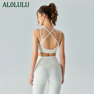 AL0LULU Yoga Bras Running Vest Women Fitness Training High Support Top Fitted Cushion High-strength Shockproof Sweat-absorbing Breathable Sports Bra Underwear