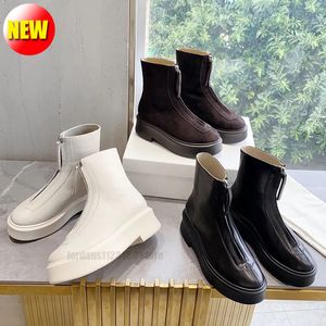 Designer de luxo plataforma de couro com zíper botas de tornozelo moda cavaleiro botas de combate botas para mulheres gril preto branco marrom botas aumentadas