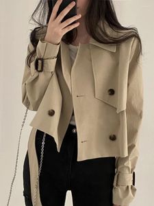 Kurtki damskie 2colors 2023 Koreańskie kobiety jesienne okładki Krótka kurtka swobodna koronkowa koronkowa topy płaszczowe damskie (HF1903)