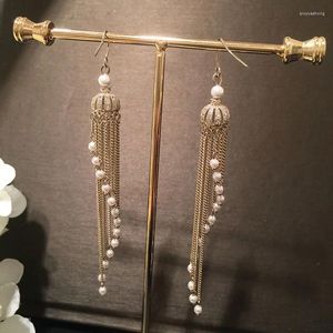 Baumelnde Ohrringe Vintage Luxus Zirkonia Glocke Perle Quaste Tropfen Für Frauen Hochzeit Party Bankett Arabisch Modeschmuck Geschenk