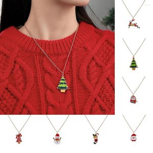 Pendanthalsband Trendiga julhalsband för kvinnor Justerbar jultomten Tree Bells Snowman Party Jewelry Accessories Gifts