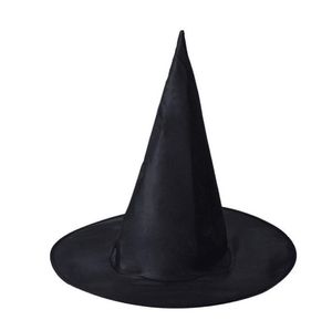 2023 Fashion Hot unisex Dzieci szerokie czapki Brim Hats Wysoka jakość maskarady Campaniform Black Oxford Cloth Halloween Witch Hat 10pcs Zamieszanie