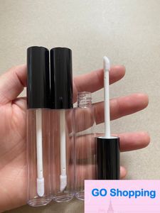 Moda 10ml Bottiglie riutilizzabili per ciglia con coperchio nero Vuote trasparenti Tubi per lucidalabbra Cosmetico Lip Gloss Smalto Contenitore di imballaggio