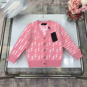 marca designer crianças cardigan adorável bebê rosa suéter com decote em V produtos de primavera tamanho 100-150 cm moda impressão completa de letras jaqueta de malha ago30