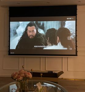 High-End 92'' Format 16:9 Retractable Motorized Tab-tension Projection Screen 4K UHD White Recessed Ceiling Mount Home Cinema