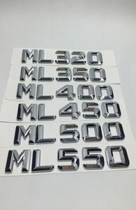 Naklejki samochodowe Chrome ML320 ML350 ML400 ML450 ML500 ML550 Tylne litery Emblem Emblem Letters dla Mercedes ML Class5490628