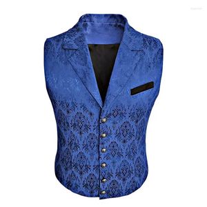 Men's Vests Red And Blue Medieval Wedding Jacquard Tuxedo Vest Slim Dress Fashion Business