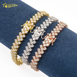 Neue Ankunft Mode Design Iced Schmuck 925 Silber Kubanische Kette Vvs Moissanit Tennis Armband für Frauen