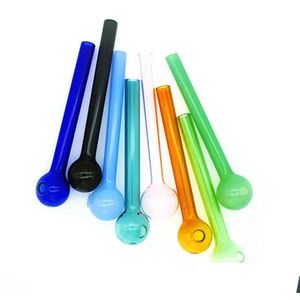 Smoking Pipes Colored Glass Oil Burner Pipe Tube Nail Thick 6 Colors Drop Delivery Home Garden Household Sundries Accessories Dh5Sx