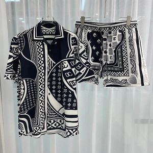 Erkek Trailsits Royal Men gömlek setleri moda mektubu baskılı 2 parçalı takım elbise şort yaz oufits kısa kollu gömlek Camisas de