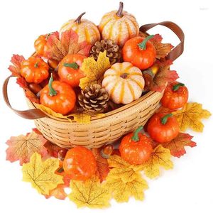 Decorative Flowers Harvest Decor Autumn Pumpkin Pine Cones Mini Set Artificial Simulation Thanksgiving Fall Foam Fake Pumpkins