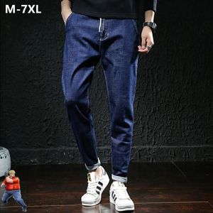 Men's Jeans Oversized Men Pencil Black Pants Plus Size 6XL 7XL Blue Denim Trousers Mens Fashion Regular Fit Stretch Big Large2268