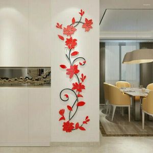 Adesivos de parede 3D Adesivo Flor Decoração Mural Acrílico 24 80cm Fundo DIY