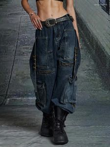 Herr jeans original design punk hip hop avantgarde stil dekonstruktion tvättad dold lös raka byxor kvinnors byxor