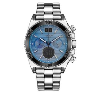 Designer Mens Watch 43mm Blue Dial Quartz Relógio de Pulso Metal Band Cronógrafo Movimento Relógios Montre De Luxe Multifuncional Homem Relógios de Pulso