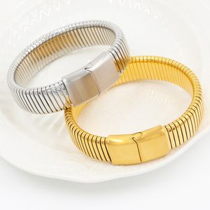 Bracciale amante in acciaio inossidabile placcato oro 18 carati INS moda trendy fibbia geometrica braccialetto rimbalzo lucido coppia polsino polsino gioielli uomo donna regalo hip hop