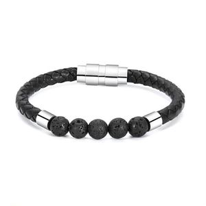 Bangle Genuine Leather Cremation Bracelet Lava Rock Urn For Ashes Women Men Memorial Keepsake Jewelry241s