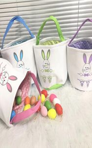 10 Styles Easter Bunny Tote Bucket Festiv Personlig duk Easter Presentkorg med Rabbit Tail Children Candy Eggs Storage Bag8232019