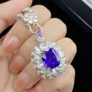 Set di gioielli da sposa da donna, cristallo viola intenso, zirconi, diamanti, imitazione ametista, anello aperto, collana con ciondolo, orecchini a bottone, fidanzata, festa di compleanno